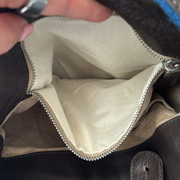 Vintage Marni Blue Wool w/ Brown Leather Trim Shoulder Bag - Picture 11 of 11